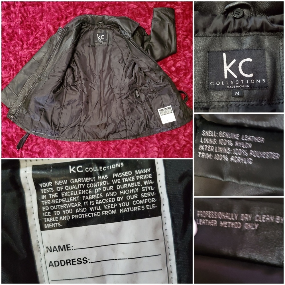 KC COLLECTIONS BLACK LEATHER JACKET WITH BELT! - Picture 8 of 8